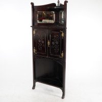 Aesthetic Movement Mahogany Corner Cabinet with Incised Floral Decoration - Thumbnail 3
