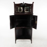 Aesthetic Movement Mahogany Corner Cabinet with Incised Floral Decoration - Thumbnail 4