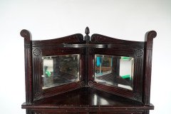 Aesthetic Movement Mahogany Corner Cabinet with Incised Floral Decoration - Thumbnail 5