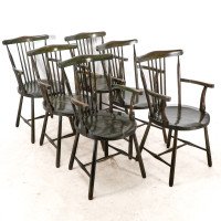 Liberty & Co., Set of Six Arts & Crafts Walnut Windsor Armchairs - Thumbnail 2