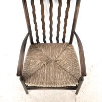 Liberty & Co., an Arts & Crafts Rush Seat Armchair with Wavy Shaped Back Slats - Thumbnail 9