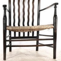 Liberty & Co., An Arts & Crafts Rush Seat Armchair with Wavy Shaped Back Slats - Thumbnail 12