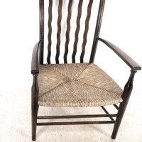 Liberty & Co., An Arts & Crafts Rush Seat Armchair with Wavy Shaped Back Slats - Thumbnail 11