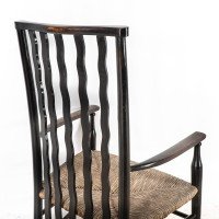 Liberty & Co., An Arts & Crafts Rush Seat Armchair with Wavy Shaped Back Slats - Thumbnail 16