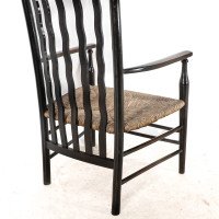 Liberty & Co., An Arts & Crafts Rush Seat Armchair with Wavy Shaped Back Slats - Thumbnail 17