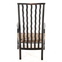 Liberty & Co., Arts & Crafts Rush Seat Armchair with Wavy Shaped Back Slats - Thumbnail 19
