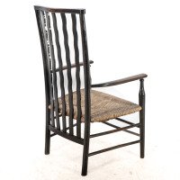 Liberty & Co., An Arts & Crafts Rush Seat Armchair with Wavy Shaped Back Slats - Thumbnail 20