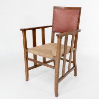 Liberty & Co. An Arts & Crafts Rush Seat Armchair with a Shaped Back - Thumbnail 3