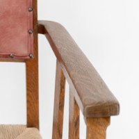 Liberty & Co. An Arts & Crafts Rush Seat Armchair with a Shaped Back - Thumbnail 10