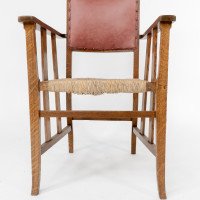 Liberty & Co. An Arts & Crafts Rush Seat Armchair with a Shaped Back - Thumbnail 12