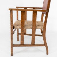 Liberty & Co., Arts & Crafts Rush Seat Armchair with a Shaped Back - Thumbnail 15