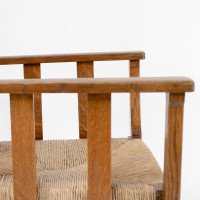 Liberty & Co., Arts & Crafts Rush Seat Armchair with a Shaped Back - Thumbnail 16