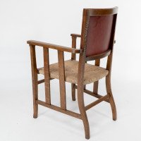 Liberty & Co. An Arts & Crafts Rush Seat Armchair with a Shaped Back - Thumbnail 20