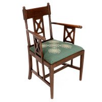 William Birch. Aesthetic Movement Walnut Armchair with Turned Ball Finials