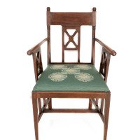 William Birch. Aesthetic Movement Walnut Armchair with Turned Ball Finials - Thumbnail 2