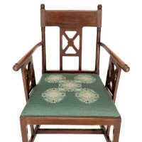 William Birch. Aesthetic Movement Walnut Armchair with Turned Ball Finials - Thumbnail 6
