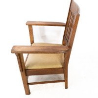 L&jg Stickley Arts & Crafts Oak Armchair with Curved Back & Shaped Arm Supports - Thumbnail 11