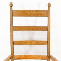William Birch. An Arts & Crafts Light Oak Rocking Chair with Newly Laid Rush Seat - Thumbnail 7