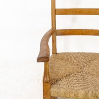 William Birch. An Arts & Crafts Light Oak Rocking Chair with Newly Laid Rush Seat - Thumbnail 10