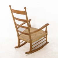 William Birch. An Arts & Crafts Light Oak Rocking Chair with Newly Laid Rush Seat - Thumbnail 16