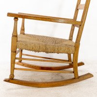 William Birch, Arts & Crafts Light Oak Rocking Chair with Rush Seat - Thumbnail 15