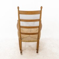 William Birch, Arts & Crafts Light Oak Rocking Chair with Rush Seat - Thumbnail 17