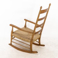 William Birch, Arts & Crafts Light Oak Rocking Chair with Rush Seat - Thumbnail 18