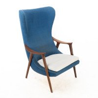 Mid Century Danish Teak & Upholstered Egg Chair In the style of Arne Jacobsen
