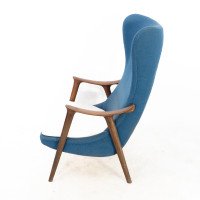 Mid Century Danish Teak & Upholstered Egg Chair In the style of Arne Jacobsen - Thumbnail 4