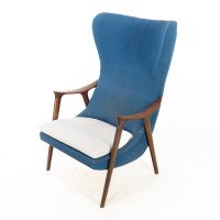 Mid Century Danish Teak & Upholstered Egg Chair In the style of Arne Jacobsen - Thumbnail 3