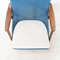 Mid Century Danish Teak & Upholstered Egg Chair In the style of Arne Jacobsen - Thumbnail 8