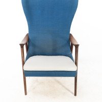 Mid Century Danish Teak & Upholstered Egg Chair In the style of Arne Jacobsen - Thumbnail 7