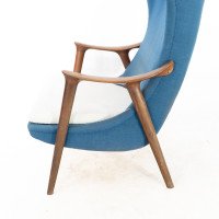 Mid Century Danish Teak & Upholstered Egg Chair In the style of Arne Jacobsen - Thumbnail 10