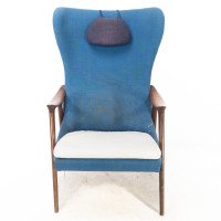 Mid Century Danish Teak & Upholstered Egg Chair In the style of Arne Jacobsen - Thumbnail 11