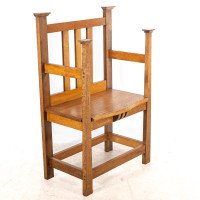An Arts & Crafts Hall Seat in the Glasgow-Style with Extended Capped Tops - Thumbnail 1