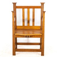 Arts & Crafts Hall Seat in the Glasgow-Style with Extended Capped Tops - Thumbnail 2