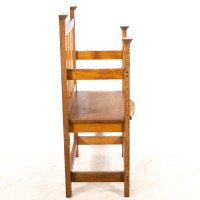 Arts & Crafts Hall Seat in the Glasgow-Style with Extended Capped Tops - Thumbnail 4