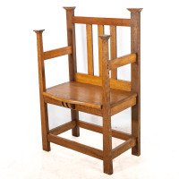 Arts & Crafts Hall Seat in the Glasgow-Style with Extended Capped Tops - Thumbnail 3