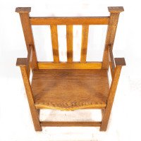 Arts & Crafts Hall Seat in the Glasgow-Style with Extended Capped Tops - Thumbnail 9