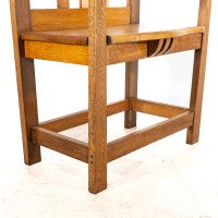Arts & Crafts Hall Seat in the Glasgow-Style with Extended Capped Tops - Thumbnail 12