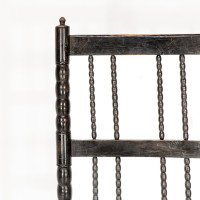 Ernest Gimson. Rare Cotswold School Ebonised Bobbin Turned Rush Seat Low Chair - Thumbnail 8