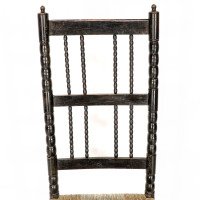 Ernest Gimson. Rare Cotswold School Ebonised Bobbin Turned Rush Seat Low Chair - Thumbnail 7