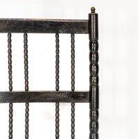 Ernest Gimson. Rare Cotswold School Ebonised Bobbin Turned Rush Seat Low Chair - Thumbnail 9