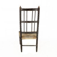 Ernest Gimson. Rare Cotswold School Ebonised Bobbin Turned Rush Seat Low Chair - Thumbnail 17