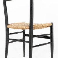 Gio Ponti. Ebonised Ladder Back Rush Seat Side or Desk Chair with Ball Feet - Thumbnail 17