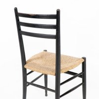 Gio Ponti. Ebonised Ladder Back Rush Seat Side or Desk Chair with Ball Feet - Thumbnail 18