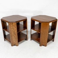 Heals and Son. An Arts and Crafts oak bookcase/side tables  - Thumbnail 1