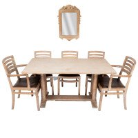 Heal's Limed Oak Tilden Dining Table with Eight Matching Chairs & Matching Mirror