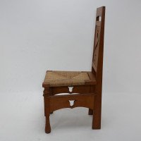 M. H. Baillie Scott Attributed, an Arts & Crafts Oak Chair with Stylized Floral Cut-outs - Thumbnail 4