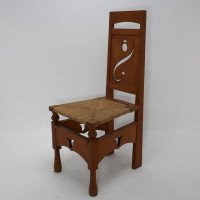 M. H. Baillie Scott, attributed. An Arts & Crafts Oak Chair with Stylized Floral Cut-outs - Thumbnail 3